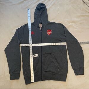 Adidas Gray Full-Zip Hoodie with Red Logo